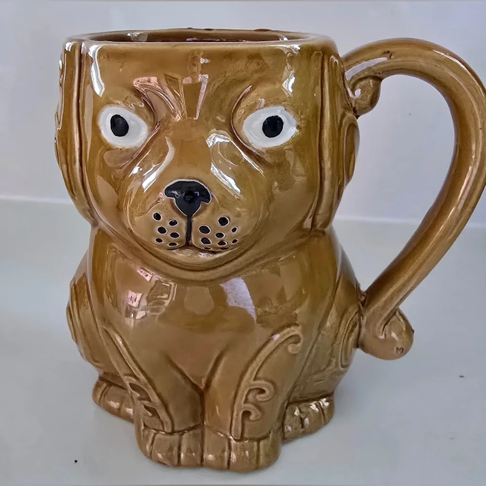 Boston Warehouse Trading Company 3D Dog Stoneware Mugs 16 Oz‎ Set Of Two